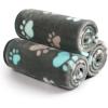 image1 Pack 3 Blankets Super Soft Fluffy Premium Fleece Pet Blanket Flannel Throw for Dog Puppy Cat Paw Brown Small23x16 inchGrey Paw2
