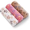 image1 Pack 3 Blankets Super Soft Fluffy Premium Fleece Pet Blanket Flannel Throw for Dog Puppy Cat Paw Brown Small23x16 inchPaw