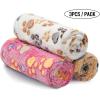 image1 Pack 3 Blankets Super Soft Fluffy Premium Fleece Pet Blanket Flannel Throw for Dog Puppy Cat Paw Brown Small23x16 inchPaw