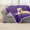 imageLuciphia Waterproof Blanket for Large Dogs Liquid Proof Furniture Protector Washable Pet Reversible Bed Cover for Couch Soft Sherpa Fleece Cat Blanket for Small Medium Grey Small40quot x 28quotPurple White