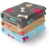 image1 Pack 3 Blankets Super Soft Fluffy Cute Bone Pattern Pet Blanket Flannel Throw for Dog Puppy Cat PinkBrownPurple SmallBone