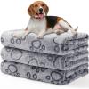 image1 Pack 3 Blankets Super Soft Fluffy Premium Fleece Pet Blanket Flannel Throw for Dog Puppy Cat Paw Brown Small23x16 inchGreypaw Line