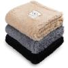 image1 Pack 3 Calming Blankets Fluffy Premium Fleece Pet Blanket Soft Sherpa Throw for Dog Puppy Cat Beige Small 23quot x16BeigeBlackGrey