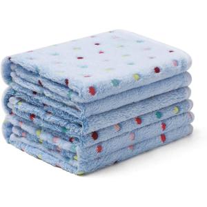 image1 Pack 3 Blankets Super Soft Cute Dot Pattern Pet Blanket Flannel Throw for Dog Puppy Cat BeigeBrownPink SmallBlue2