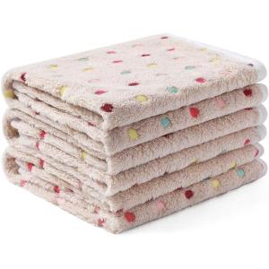 image1 Pack 3 Blankets Super Soft Cute Dot Pattern Pet Blanket Flannel Throw for Dog Puppy Cat BeigeBrownPink SmallBrown2