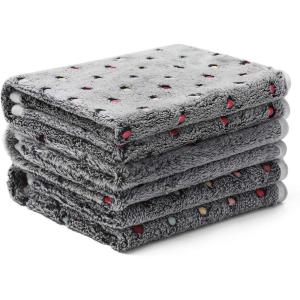 image1 Pack 3 Blankets Super Soft Cute Dot Pattern Pet Blanket Flannel Throw for Dog Puppy Cat BeigeBrownPink SmallGrey2