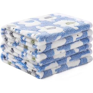 image1 Pack 3 Blankets Super Soft Fluffy Premium Cute Elephant Pattern Pet Blanket Flannel Throw for Dog Puppy Cat BluePinkYellow Small23x16 inchBlue