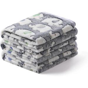 image1 Pack 3 Blankets Super Soft Fluffy Premium Cute Elephant Pattern Pet Blanket Flannel Throw for Dog Puppy Cat BluePinkYellow Small23x16 inchDark Grey