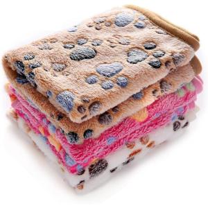 image1 Pack 3 Blankets Super Soft Fluffy Premium Fleece Pet Blanket Flannel Throw for Dog Puppy Cat Paw Brown Small23x16 inchPaw