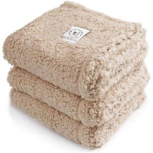 image1 Pack 3 Calming Blankets Fluffy Premium Fleece Pet Blanket Soft Sherpa Throw for Dog Puppy Cat Beige Small 23quot x16Beige