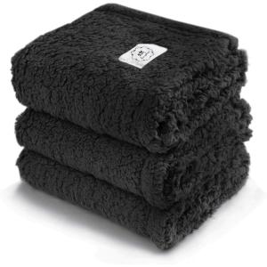 image1 Pack 3 Calming Blankets Fluffy Premium Fleece Pet Blanket Soft Sherpa Throw for Dog Puppy Cat Beige Small 23quot x16Black
