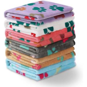 imageLuciphia 1 Pack 6 Dog Blankets Cat Soft Fluffy Fleece Pet Blanket Warm Cute Print Design Puppy Kitten Doggy Bone Small23quotx16quotBone