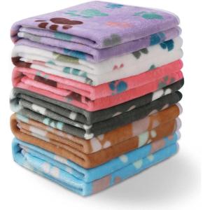 imageLuciphia 1 Pack 6 Dog Blankets Cat Soft Fluffy Fleece Pet Blanket Warm Cute Print Design Puppy Kitten Doggy Bone Small23quotx16quotPaw