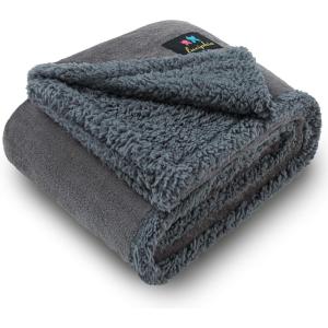 imageLuciphia Waterproof Blanket for Large Dogs Liquid Proof Furniture Protector Washable Pet Reversible Bed Cover for Couch Soft Sherpa Fleece Cat Blanket for Small Medium Grey Small40quot x 28quotLight Grey