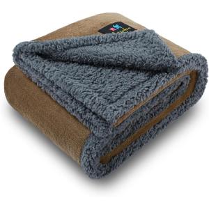 imageLuciphia Waterproof Blanket for Large Dogs Liquid Proof Furniture Protector Washable Pet Reversible Bed Cover for Couch Soft Sherpa Fleece Cat Blanket for Small Medium Grey Small40quot x 28quotKhaki