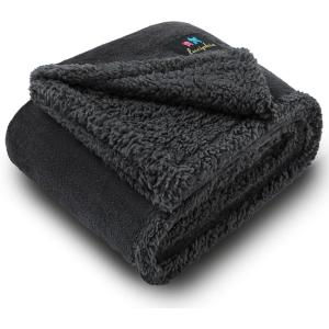 imageLuciphia Waterproof Blanket for Large Dogs Liquid Proof Furniture Protector Washable Pet Reversible Bed Cover for Couch Soft Sherpa Fleece Cat Blanket for Small Medium Grey Small40quot x 28quotBlack