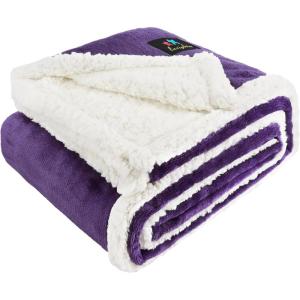 imageLuciphia Waterproof Blanket for Large Dogs Liquid Proof Furniture Protector Washable Pet Reversible Bed Cover for Couch Soft Sherpa Fleece Cat Blanket for Small Medium Grey Small40quot x 28quotPurple White
