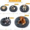 imageLuciphia Round Dog Cat Bed Donut Cuddler Faux Fur Plush Pet Cushion for Large Medium Small Dogs SelfWarming and Cozy for Improved Sleep Dark Grey Medium23quotx23quotDark Grey