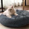 imageLuciphia Round Dog Cat Bed Donut Cuddler Faux Fur Plush Pet Cushion for Large Medium Small Dogs SelfWarming and Cozy for Improved Sleep Dark Grey Medium23quotx23quotDark Grey