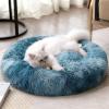 imageLuciphia Round Dog Cat Bed Donut Cuddler Faux Fur Plush Pet Cushion for Large Medium Small Dogs SelfWarming and Cozy for Improved Sleep Dark Grey Medium23quotx23quotGradient Blue