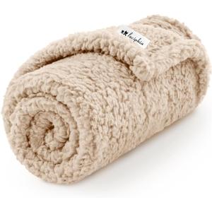 imageLuciphia Premium Fleece Pet Blanket for Small Medium Dogs Puppy Soft Sherpa Calming Cat Throw BlanketsPink57x40 inchesBeige