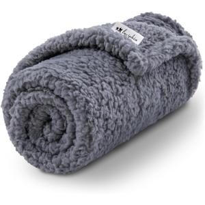 imageLuciphia Premium Fleece Pet Blanket for Small Medium Dogs Puppy Soft Sherpa Calming Cat Throw BlanketsPink57x40 inchesGrey