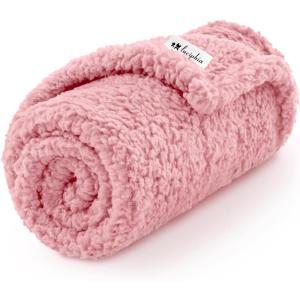 imageLuciphia Premium Fleece Pet Blanket for Small Medium Dogs Puppy Soft Sherpa Calming Cat Throw BlanketsPink57x40 inchesPink