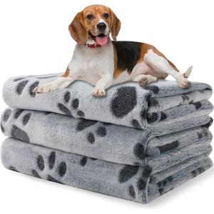 imageSmall Fleece Dog Blankets Gift for Puppy Essential Calming Cat Bed Blanket Medium Dogs Soft Throw Grey Small23quotx16quotPack of 3