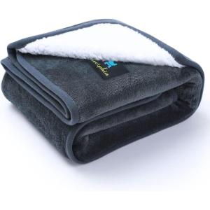 imageWaterproof Pet Blankets for Extra Large Dog Small Cat Blanket Washable for Couch Car Bed Sherpa Fleece Puppy Blanket Soft Plush Reversible Throw Furniture Protector Dark Grey Small40quot x 28quot
