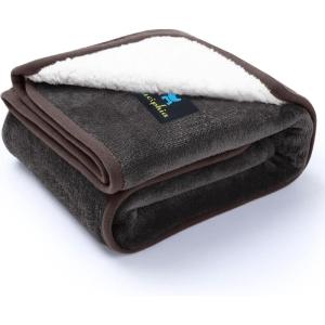 imageWaterproof Pet Blankets for Extra Large Dog Small Cat Blanket Washable for Couch Car Bed Sherpa Fleece Puppy Blanket Soft Plush Reversible Throw Furniture Protector Dark Brown Small40quot x 28quot
