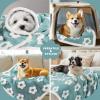imageLuciphia Waterproof Pet Blanket for Medium Large Dogs Washable Fluffy Thick Jacquard Shag Fleece Warm Sherpa 3D Textured Flower Print for Cats Puppy Couch Protection Green40x28 inchesBlue