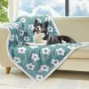 imageLuciphia Waterproof Pet Blanket for Medium Large Dogs Washable Fluffy Thick Jacquard Shag Fleece Warm Sherpa 3D Textured Flower Print for Cats Puppy Couch Protection Green40x28 inchesBlue