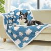 imageLuciphia Waterproof Pet Blanket for Medium Large Dogs Washable Fluffy Thick Jacquard Shag Fleece Warm Sherpa 3D Textured Flower Print for Cats Puppy Couch Protection Green40x28 inchesBlue Cloud