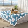 imageLuciphia Waterproof Pet Blanket for Medium Large Dogs Washable Fluffy Thick Jacquard Shag Fleece Warm Sherpa 3D Textured Flower Print for Cats Puppy Couch Protection Green40x28 inchesBlue Cloud