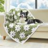 imageLuciphia Waterproof Pet Blanket for Medium Large Dogs Washable Fluffy Thick Jacquard Shag Fleece Warm Sherpa 3D Textured Flower Print for Cats Puppy Couch Protection Green40x28 inchesGreen