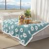 imageLuciphia Waterproof Pet Blanket for Medium Large Dogs Washable Fluffy Thick Jacquard Shag Fleece Warm Sherpa 3D Textured Flower Print for Cats Puppy Couch Protection Green40x28 inchesBlue