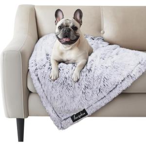 imageLuciphia Large Waterproof Dog Blanket Pet Washable Liquid Proof Furniture Protector Extra Large Calming Long Faux Fur Bed Cover for Couch Cat Blankets Reversible Protection Mist Grey 60quot x 80quotMist Grey