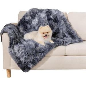imageLuciphia Large Waterproof Dog Blanket Pet Washable Liquid Proof Furniture Protector Extra Large Calming Long Faux Fur Bed Cover for Couch Cat Blankets Reversible Protection Mist Grey 60quot x 80quotTiedye Grey