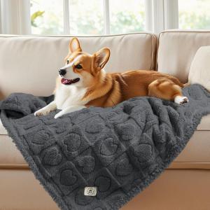 imageLuciphia Waterproof Blanket for Large Dogs Washable Pet Bed Cover Soft Fluffy Puppy Blanket with Premium Fleece Cozy Calming Cat Blankets for Indoor Cats Beige 65x57 inchGreywaterproof