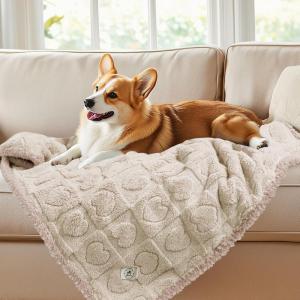 imageLuciphia Waterproof Blanket for Large Dogs Washable Pet Bed Cover Soft Fluffy Puppy Blanket with Premium Fleece Cozy Calming Cat Blankets for Indoor Cats Beige 65x57 inchBeigewaterproof