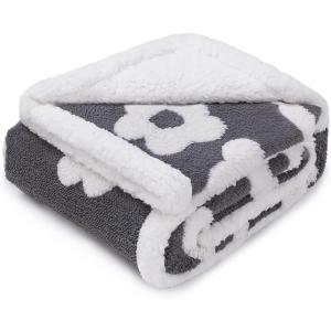 imageLuciphia Waterproof Pet Blanket for Medium Large Dogs Washable Fluffy Thick Jacquard Shag Fleece Warm Sherpa 3D Textured Flower Print for Cats Puppy Couch Protection Green40x28 inchesDark Grey