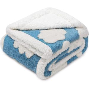 imageLuciphia Waterproof Pet Blanket for Medium Large Dogs Washable Fluffy Thick Jacquard Shag Fleece Warm Sherpa 3D Textured Flower Print for Cats Puppy Couch Protection Green40x28 inchesBlue Cloud