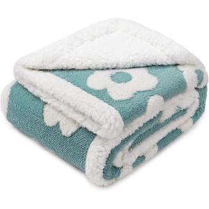 imageLuciphia Waterproof Pet Blanket for Medium Large Dogs Washable Fluffy Thick Jacquard Shag Fleece Warm Sherpa 3D Textured Flower Print for Cats Puppy Couch Protection Green40x28 inchesBlue
