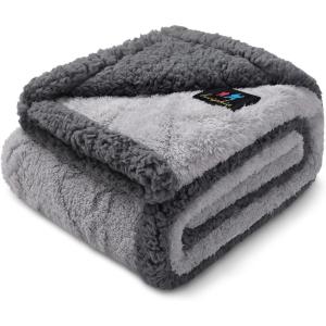 imageWaterproof Pet Blanket Liquid Pee Proof Dog Blankets for Sofa Bed Couch Reversible Sherpa Fleece Furniture Protector Cover for Small Medium Large Dogs CatsLight Grey Small40quot x 28quotLight Grey