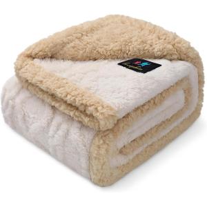 imageWaterproof Pet Blanket Liquid Pee Proof Dog Blankets for Sofa Bed Couch Reversible Sherpa Fleece Furniture Protector Cover for Small Medium Large Dogs CatsLight Grey Small40quot x 28quotBeige