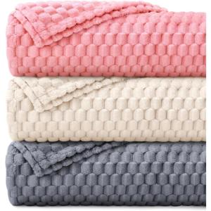 imageLuciphia Fleece Dog Blanket for Small Medium Large Dogs 3D Jacquard Flannel Puppy Cat Pet Throw Blankets Soft Washable Decorative Furniture Protect Pcs3GreyWhitePink S23x16Pcs3greyWhitePink