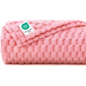 imageLuciphia Fleece Dog Blanket for Small Medium Large Dogs 3D Jacquard Flannel Puppy Cat Pet Throw Blankets Soft Washable Decorative Furniture Protect Pcs3GreyWhitePink S23x16Pink