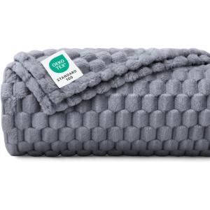 imageLuciphia Fleece Dog Blanket for Small Medium Large Dogs 3D Jacquard Flannel Puppy Cat Pet Throw Blankets Soft Washable Decorative Furniture Protect Pcs3GreyWhitePink S23x16Grey