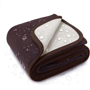 imageLuciphia 100 Waterproof Blanket for Adults or Large Dogs Soft Polar Fleece Pet Throw Blankets for Bed Couch Protector Washable Reversible Leakproof Furniture ProtectionBrown Cream85x57 inchSahara Topaz