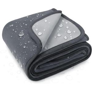 imageLuciphia 100 Waterproof Blanket for Adults or Large Dogs Soft Polar Fleece Pet Throw Blankets for Bed Couch Protector Washable Reversible Leakproof Furniture ProtectionBrown Cream85x57 inchMonaco Stone